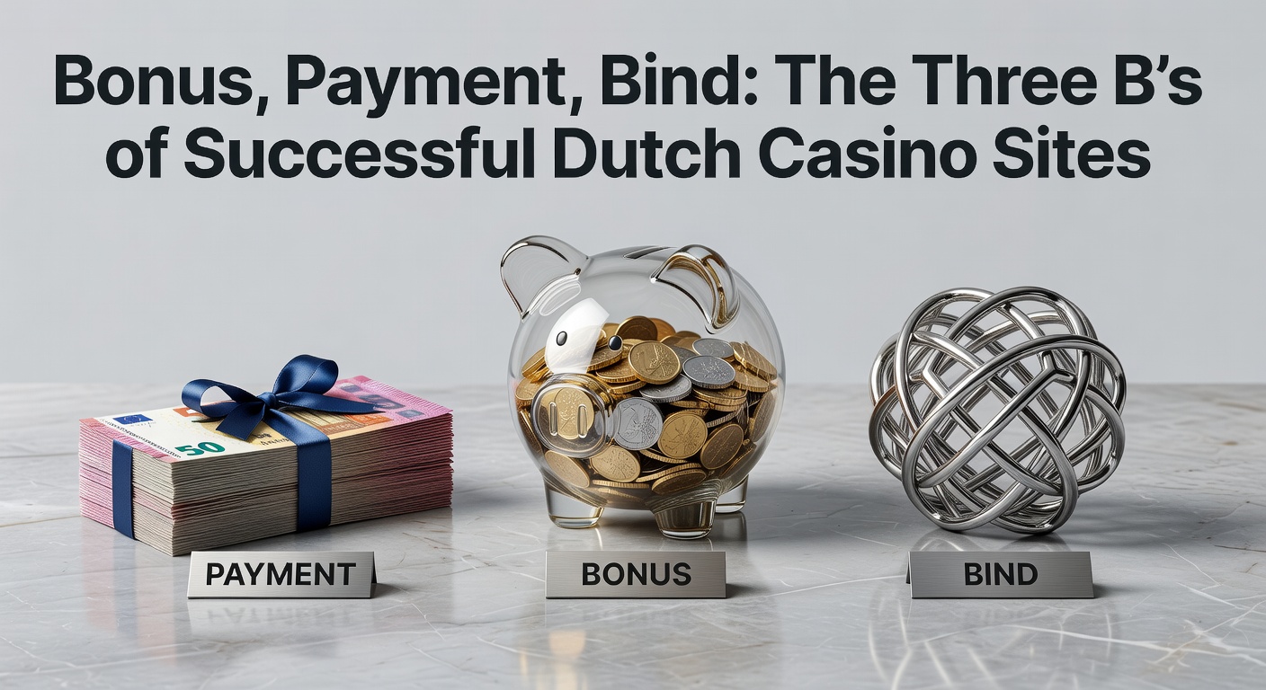 Grafiek met de drie B's: bonus, betaling en binding in Nederlandse online casino's, met stijgende lijnen voor spelersretentie