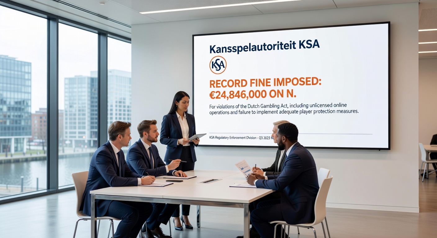 Afbeelding van een rechtbankhamer die neerkomt op een online casino icoon, met Nederlandse vlag en euro-symbolen