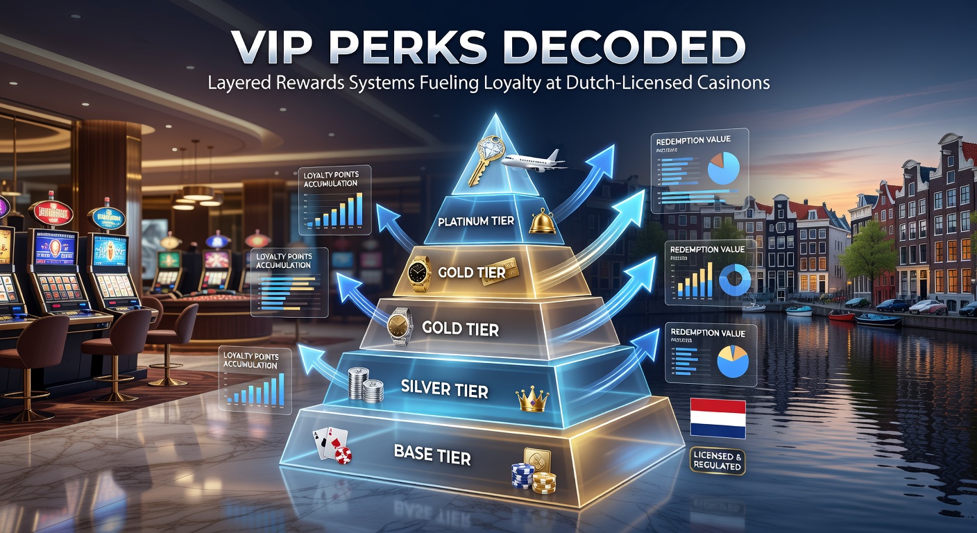Grafische weergave van een VIP-ladder met beloningen in een online casino, symboliserend gelaagde loyaliteitsprogramma's