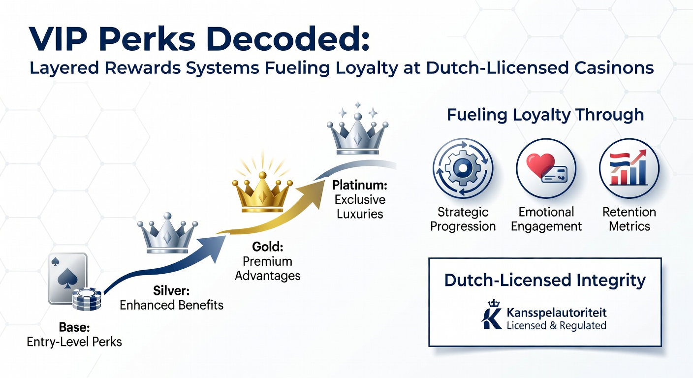 Schermafbeelding van een VIP-dashboard in een Nederlands online casino, met tier-voortgang en beschikbare perks